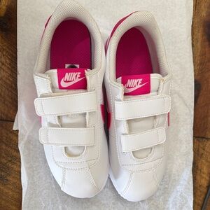 Nike Kids White and Hot Pink Sneakers
